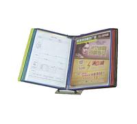 Desktop Flip Display Folder - Desktop Reference System, 10 Pockets to Hold 20 Sheets of Paper, Assorted Colors, for Office/Home Display and Storage A4 Documents