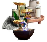 Desktop Fountain - 13.5 x 13.5 x 27 cm Zen Relaxation Water with LED Light, Indoor Writer Fountain with Flowing Stream Sounds for Bedroom, Office, Living Room, Hotel, Aquarium, Spa and Home Centre