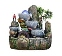 Desktop Fountain 3 Tier Table Water Fountain with Waterfall Rock Waterfall and Water Mist for Office Home Decoration Table Fountain (Large)