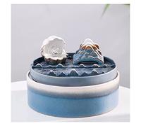 desktop Fountain Ceramic Desktop Fountain Good Luck and Wealth Indoor Fountain Office Desktop Water Waterfall Decoration, Shell Statues and Balls, Blue tabletop fountain