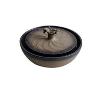 Desktop Fountain Desktop Ceramics Flowing Water Ornaments Circulating Water Fountain Humidifier Birth Wealth Inviting Wealth Feng Shui Wheel Business Gifts Table Fountain(Brown)