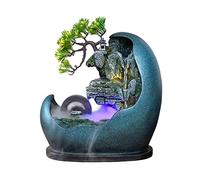 Desktop Fountain Tabletop Water Fountain in Artificial Bonsai Design Indoor Waterfalls Fountains Decorative Feng Shui with Automatic Pump Best Home Gifts for Friends or Family(Blue)