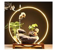Desktop Fountain Water Humidifier Lamp, Floating Pot Circulating Decor for Living Room Tabletop Relaxation Gift