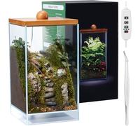 Desktop Glass Plant Terrarium with Grow Light,Propagation Station for Succulent, Moss, Miniature Gardening Landscape, Betta Fish Tank