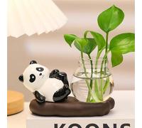 Desktop Glass Planter Vase Holder,Creative Ceramic Panda Shape Vase for Hydroponic Plants,Planters Clear Hydroponic Vase, Flowers Plants for Decorative Centerpiece,Table Decor