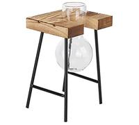 Desktop Glass Planter Wooden Stand Bulb Glass Vase Hydroponics Plant Planter for Home Office Garden (One bottle + bench)