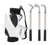 Desktop Golf Bag, Desk Decoration Mini Golf Pen Holder with 3 Ballpoint Pens and Bag Home Office Decor Gadgets for Golfer Friends Fans (Black)