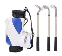 Desktop Golf Bag, Desk Decoration Mini Golf Pen Holder with 3 Ballpoint Pens and Bag Home Office Decor Gadgets for Golfer Friends Fans (Blue)