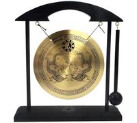 Desktop Gong 7.87x7.28x1.89in Small Brass Gong Ornament with Stand, Feng Shui Zen Decor for Meditation, Office Table, Home Entryway, Bedroom Decoration