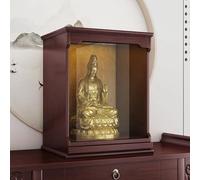 Desktop Guanyin Shrine, Wall-Mounted Buddha Statue Stand With Retractable Shelf, Accommodates Buddhist Ritual Items And Offerings,Suitable For Home,Bedroom(Rosewood,S)