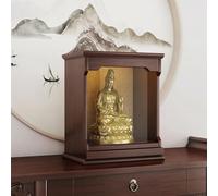 Desktop Guanyin Shrine, Wall-Mounted Buddha Statue Stand With Retractable Shelf, Accommodates Buddhist Ritual Items And Offerings,Suitable For Home,Bedroom(Ebony,M)