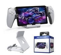 Desktop Handheld Game Console Holder Save Space Tablets Stand Game Machine Stand with Anti-Slip Silicone Pad for PS5 Portal Steam Deck (White)