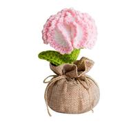 Desktop Home Accessories Handmade Crochet Mini Potted Boho Home Decoration Knitted Desktop Ornament for Desk Bedroom Balcony (14cm)