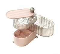 Desktop Jewellery Storage Box, Rotating 360 Degree Multi Tier Organizer Cosmetics Holder Elegant Girls Luxury Dust Proof Cover for Office and Home(Three layers)