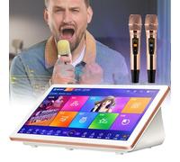 Desktop Karaoke Machine with Wireless Mic, Touch Screen, and Cloud Song Updates for Parties and Camping