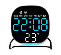 Desktop LED Clock With Alarm, Countdown Timer, Night Light, And Touch Operation Featuring Time And Date Display Cycling Every 3 Seconds(black blue)