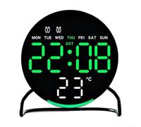 Desktop LED Clock with Alarm Function, Night Light Illumination, Countdown Timer, Touch Button Controls, Time and Date Loop Display (black green)