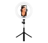 Desktop LED Ring Light 10 Inch with Tripod Stand & Phone Holder, RGB Multi-Colour Lighting, 150 LEDs, 3 White Modes, 360° Rotation, Dimmable Light for Streaming, Video Calls & Content Creation