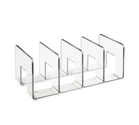 Desktop Magazine Holder Desk File Organizer 4 Compartments Vertical File Dividers Book Holder Frames Document Cabinet Rack Storage Notebook Organizer Box for Home Office School (Transparent)