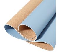 Desktop Mat Double Sided Large Mouse Pad PU Desk Pad Waterproof Leather Desk Mat Protector Gaming Mouse Mat for Office Home Cork Mousepad(Blue Cork,350x700mm)