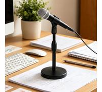 Desktop Microphone Stand, Adjustable Table Mic Stand with Converter Screws Compatible with HyperX QuadCast/SoloCast Blue Snowball (Black)