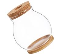 Desktop Mini Aquarium Glass Fish Tank with Wooden Lid | Bowl, Bamboo Base and Mat, for Goldfish, Small Fish, Bookshelf Display