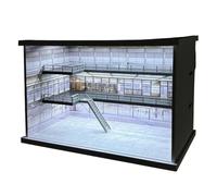 Desktop Model Car Display Case, 1/64 Scale Lighted Parking Garage Layout with PVC Structure and Clear Front Cover Diecast Car Stand Miniature Parking Place Collectible Display Case Garage Backdrop