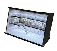 Desktop Model Car Display Case, 1 / 64 Scale Lighted Parking Garage Layout with PVC Structure and Clear Front Cover Diecast Car Stand Miniature Parking Place Collectible Display Case Garage Backdrop