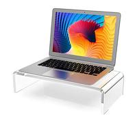 Desktop Monitor Riser - Small Stand, Acrylic Table Organizer, Durrable Storage with Microfiber Cleaning Cloth | Monitor Stand Riser for Screen and Laptop, Ergonomic Desk Organizer Office Study