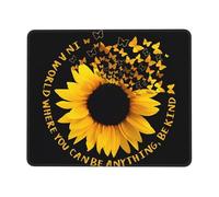 Desktop Mouse Pad Overlocked Edge Sunflower on Black Background Printed Gaming Mat Suitable For Gaming And Office 7.9 x 9.5 in