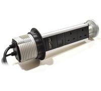 Desktop Multifunction Pop Up PowerPod PDU - 2x UK Sockets 2x USB 1x RJ45 |1.8m 2-Way Desk Surface Pull-out Power PDU