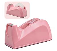 Desktop Office Tape Dispenser, Adhesive Roll Holder with Weighted Nonskid Non-Slip Base, Cute Plastic Weighted Tape Roll Dispenser for Desk Office Home School Shop Business - Pink