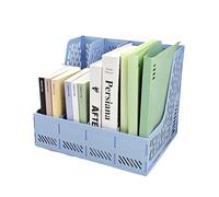 Desktop Organizer Bookshelf File Frame Desktop A4 Folder Storage Box Bookend Rack Desk Information(Light Blue)