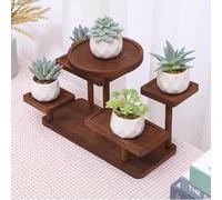 Desktop Organizer For Small Plants, Makeup, Office Supplies & Craft Tools - 2-tier Bamboo Desk Storage With Drawer, Space-saving Holder For Vanity, Bedroom, Shelf Walnut-colored