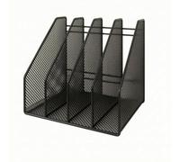 Desktop Organizer Holder Rack With 6 Compartments Iron Mesh Frame And Open Angle Sections Stable Flat suitable for office workspaces study tables classrooms, color to 3, Four-compartment