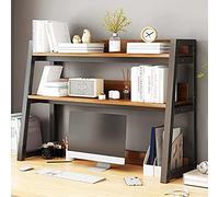 Desktop Organizer Office Storage Rack - 2 Tier Small Desktop Bookshelf, Desktop Bookcase for Computer Desk, Wood Metal Desk Storage Shelf Display Rack for Home Decor Office Supplies ( Color : Black ,