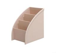 Desktop Organizer Stationery Storage Box for Pens, TV Remote Control Holder and Cable Management, Plastic Tabletop Container in White, Khaki, Gray(Khaki)