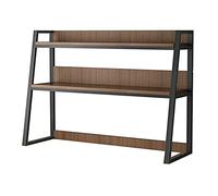 Desktop Organizer Storage Rack - 2 Tier Industrial Bookshelf, Wood and Metal Freestanding Storage for Office and Home Decor