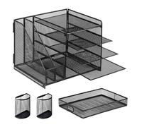 Desktop Organizer with Drawers, Tabletop File Holder, 5 Tier Storage Cabinet, Multi Compartment Design Sliding, Durable material Build, White 1 Pack, for Stationery, Documents, 13.78x11.02x12.01inch,