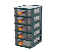 Desktop Organizer with Drawers, Transparent Desk Stationery Organizer Storage Box Makeup Bathroom Counter with Orange Handle(5 Drawers-Green)