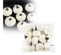 Desktop Ornament 12Pcs White Velvet Assorted Pumpkin Decoration Fall Foam Pumpkin Thanksgiving Halloween Pumpkin Home Table Farmhouse Party Fall (A, One Size)