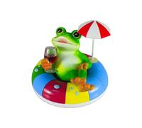 Desktop Ornament Frog Float in the Pool - Summer Decoration for Talking Point, Charming Addition to Any Balcony, Patio or Window Seat (Green, 12 x 12 x 8.5 cm)