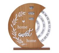 Desktop Perpetual Calendar - Wooden Perpetual Calendar | Vintage Manual Rotating Calendar Perpetual Calendar, Reusable Daily Desktop Calendar Perpetual Desktop Calendar