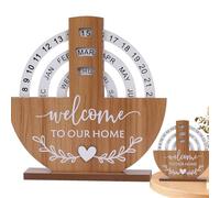Desktop Perpetual Calendar - Wooden Perpetual Calendar | Vintage Manual Rotating Calendar Perpetual Calendar, Reusable Daily Desktop Calendar Perpetual Desktop Calendar