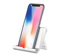 Desktop Phone Holder Stand - Tablet Racks, 1 Piece Device Cradle For Office Desks, Folding With Weighted Base, Hardware Additions, Smartphone Support For Lectures, Streaming And