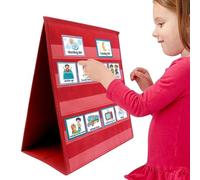 Desktop Pocket Chart For Kids, Double Sided Table Pocket Charts, Standing Small Table Chart Display Shelf Portable Stand For Class Demonstrations, Classroom Supplies Planning Board For School & Home