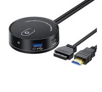 Desktop power switching using USB and 3.5mm auditory external PC restarts the power button to streamline workspace setup