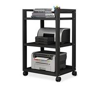 Desktop Printer Stand - 3-Tier Rolling Storage Rack for Home Office, nize Files & Accessories, Space-Saving Shelf, Black Printer Host Stand