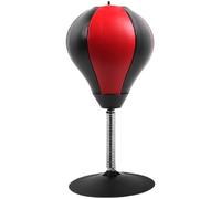 Desktop Punching Bag with Stand, Black & Red PU Leather Punching Ball, Metal Spring Stand with Stable Base for Desk Use, Stress Release Toy for Office, Home, Study Breaks, Includes Pump