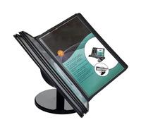Desktop Reference System Adjustable Desk Flip File Holder with 10 Loose Leaf Folders Letter Size Page Turning Recipe Stand for Office Restaurant Display and Storage A4 Organizer